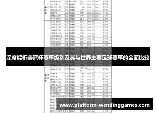 深度解析美冠杯赛事级别及其与世界主要足球赛事的全面比较